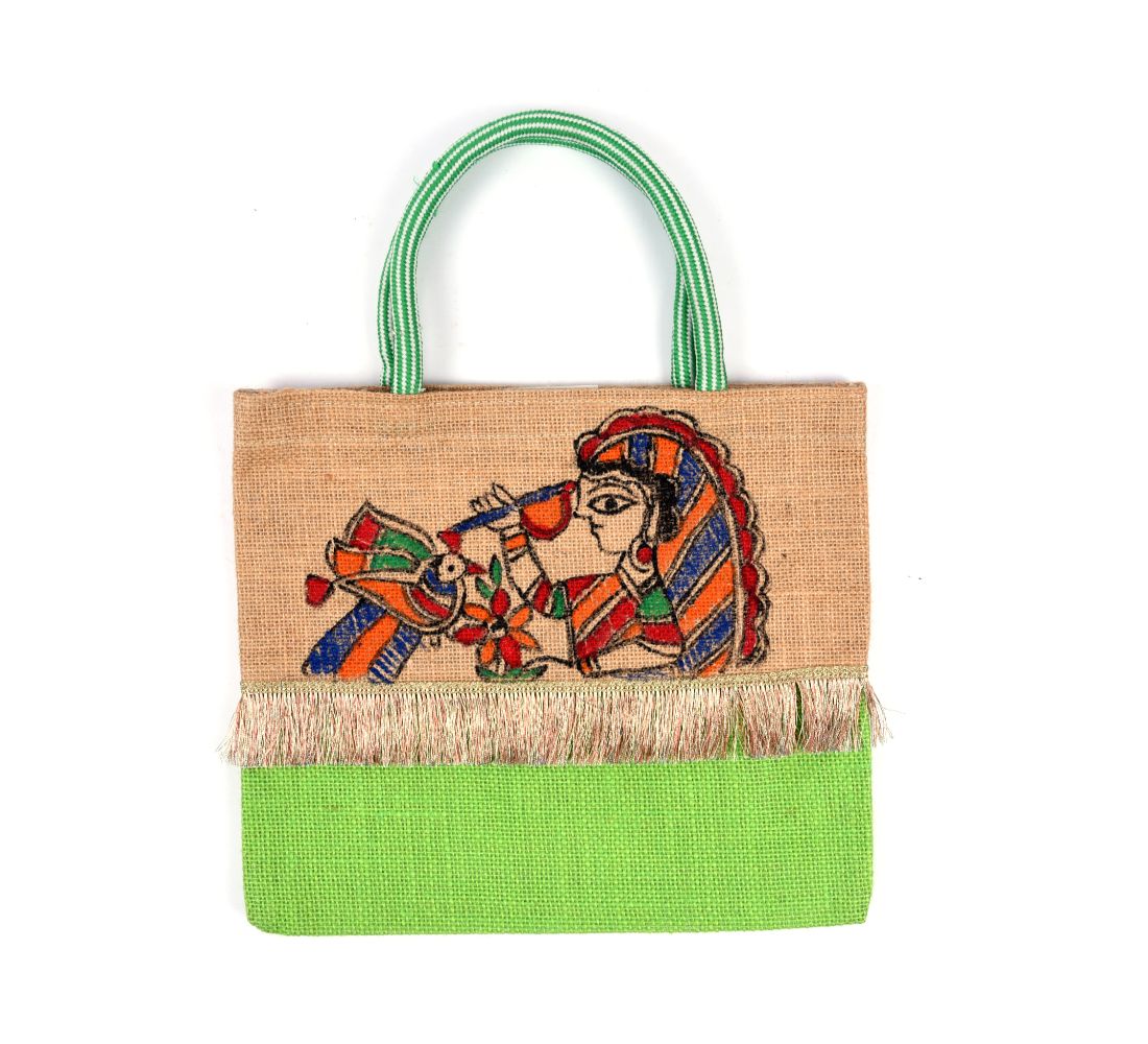 Jute Bag with Madhubani Painting