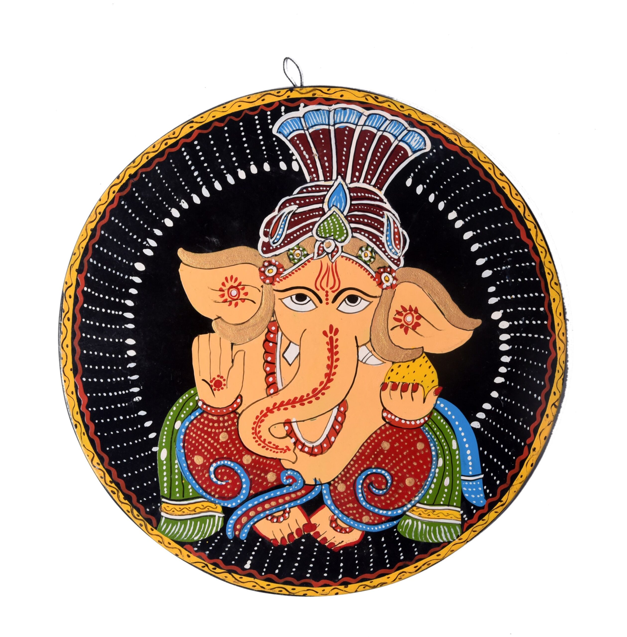 Handmade Tikuli Painting with motif of Lord Ganesha