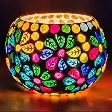 Mosaic Multi Coloured Flower Candle