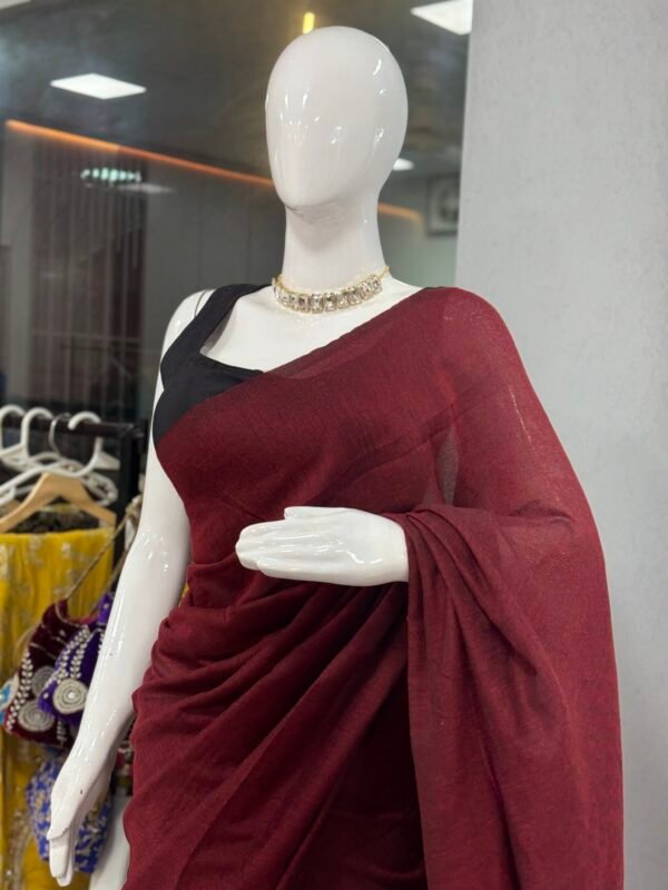 Wine Maroon Lightweight Saree